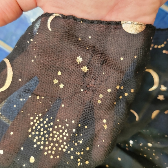 MEGA SALE! Black Celestial Moon Stars Scarf - Picture 4 of 8